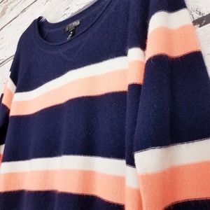 Aqua Cashmere blue orange white stripes sweater S
